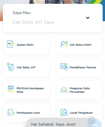 Menu "Saya Mau" dan menu utama