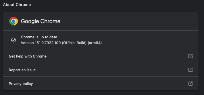 Laman About Chrome