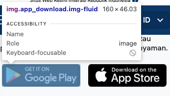 Tombol AppStore tidak memiliki atribut alt