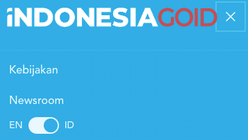 Logo tulisan Indonesia berwarna putih, dan GoID berwarna merah, di atas latar berwarna biru langit