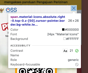Tombol tutup banner tidak memiliki nama